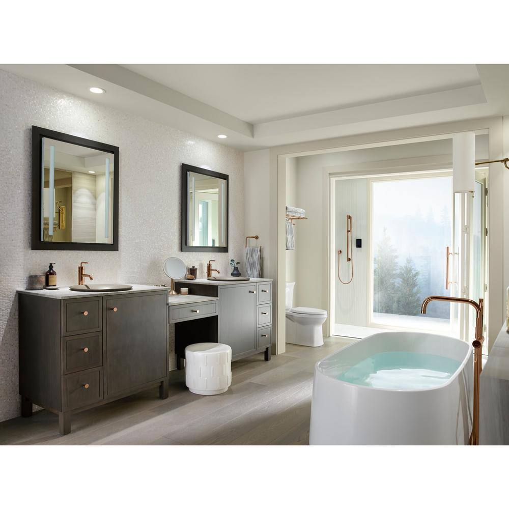 Vibrant Brushed Brass Floor-Mount Bath Filler with Handshower