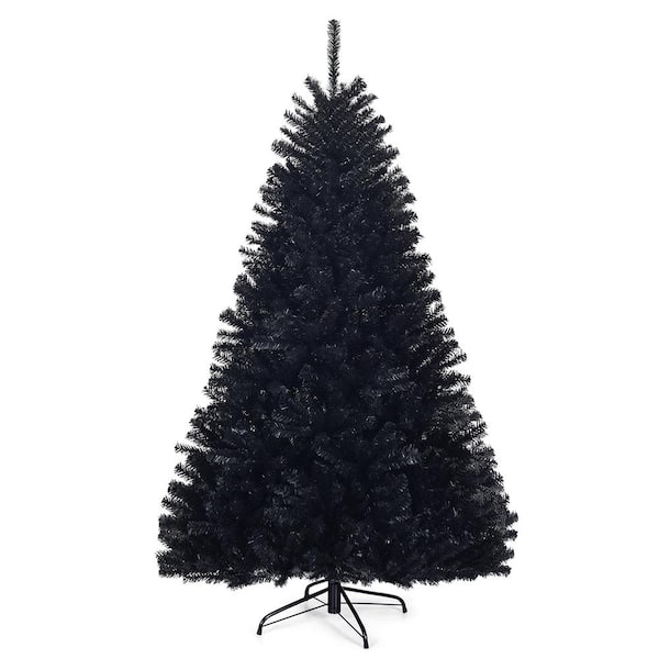 Costway 6 ft. Black Unlit Hinged Artificial Christmas Tree Halloween with 1036 Tips