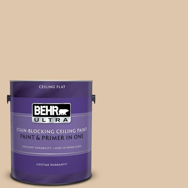 BEHR ULTRA 1 gal. #UL160-8 Sand Motif Ceiling Flat Interior Paint and Primer in One