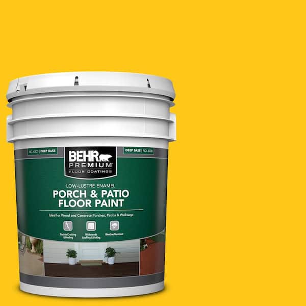 BEHR PREMIUM 5 gal. #P300-7 Unmellow Yellow Low-Lustre Enamel Interior/Exterior Porch and Patio Floor Paint