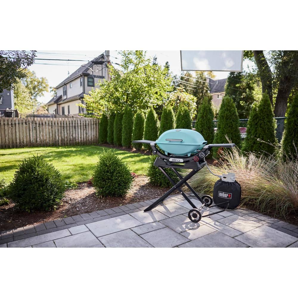 Black Portable Grill Cart with Wheels