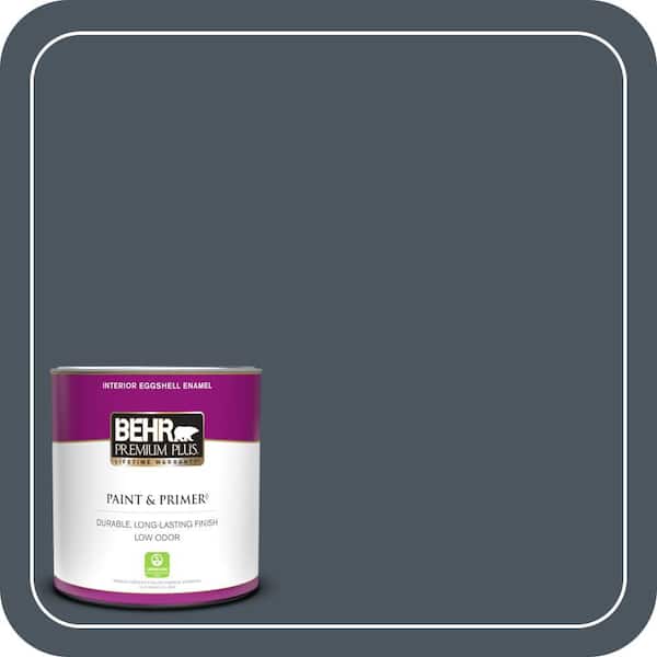 BEHR PREMIUM PLUS 1 qt. #N480-7 Midnight Blue Eggshell Enamel Low Odor Interior Paint & Primer