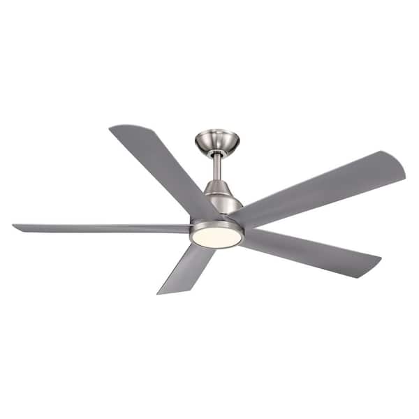Bellinghman V 52 in. Integrated LED Indoor Brushed Nickel Ceiling Fan with Light