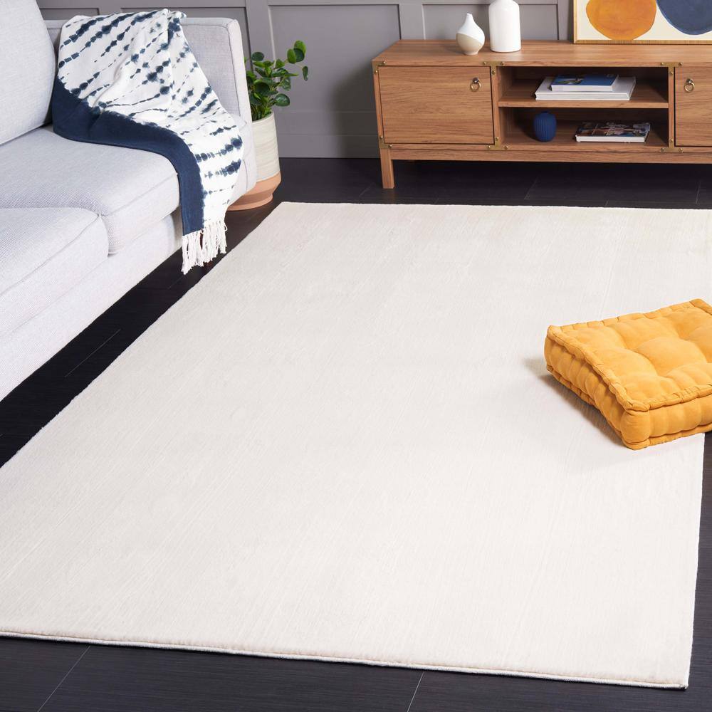 Beige Faux Rabbit Fur 5' x 7' Washable Area Rug