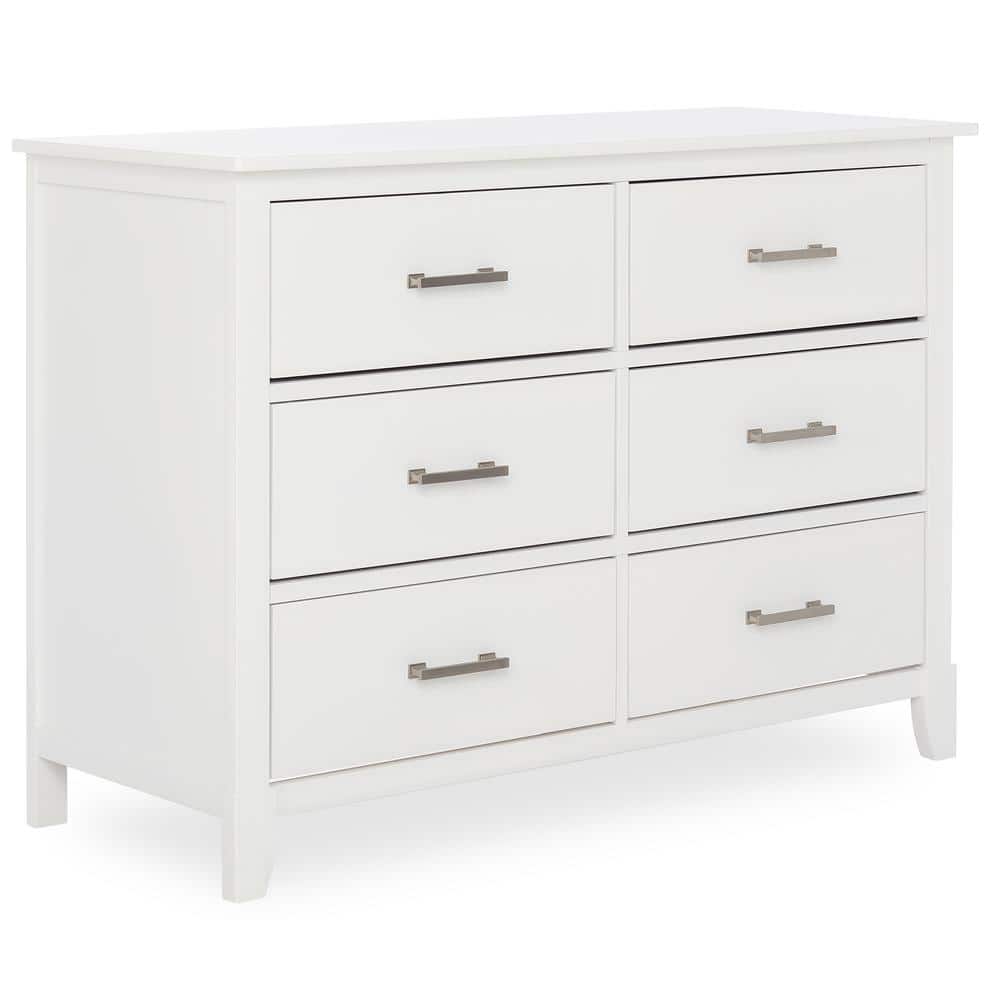 White Mid-Century Modern Double Nursery Dresser