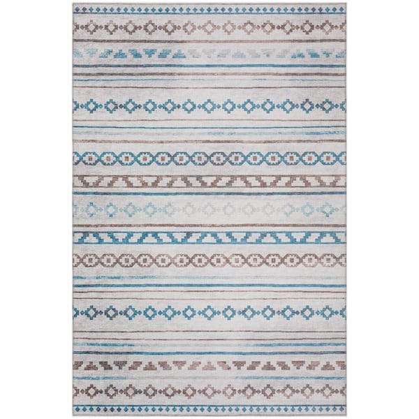 Addison Rugs Yuma Grey 5 ft. x 7 ft. 6 in. Geometric Indoor/Outdoor Washable Area Rug