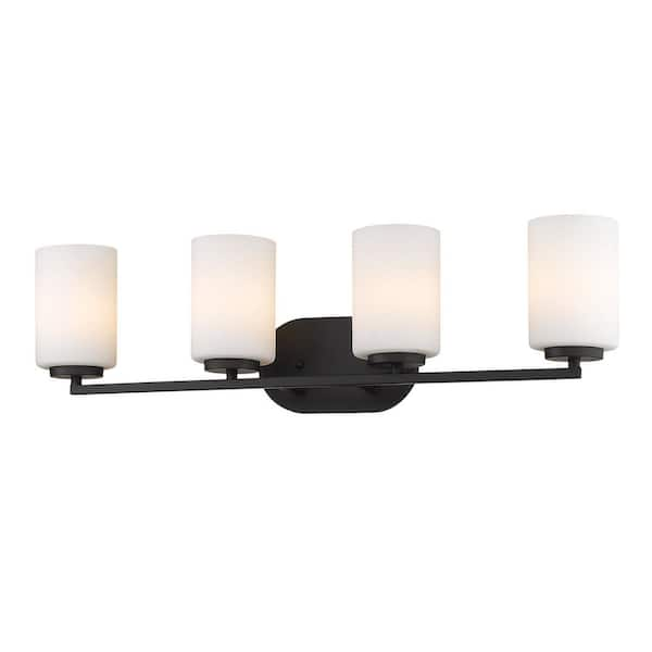 Golden Lighting Manhattan Matte Black 4-Light Bath Vanity