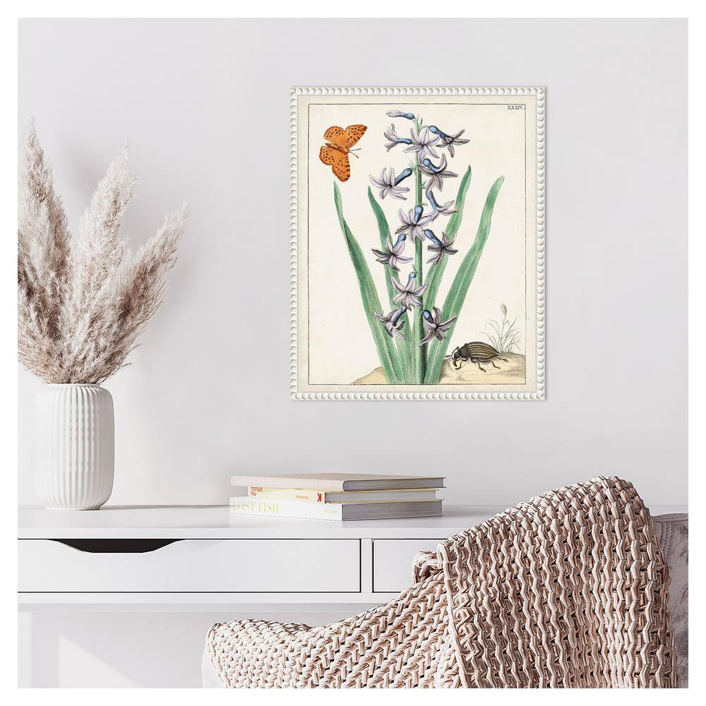 16"x20" White Framed Botanical Canvas Wall Art with Butterfly