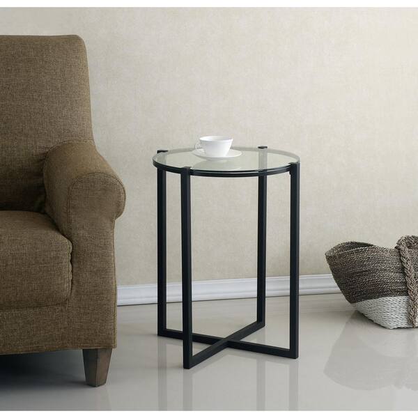 Kenroy Home Lodin Satin Bronze Glass Top End Table
