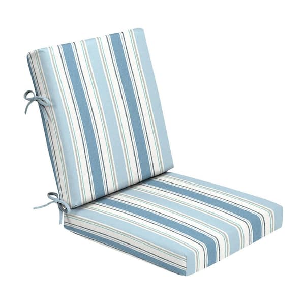 ARDEN Foam Outdoor Dining Chair Cushion 20 x 20 Made with ProFoam Rain-Proof Fade Resistant French Blue Linen Stripe
