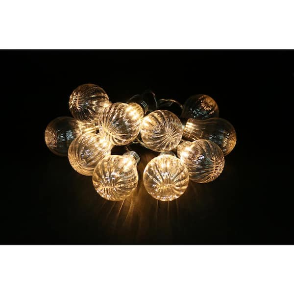 Alpine Corporation Clear Textured Edison String Lights with 10 LED Bulbs and Timer
