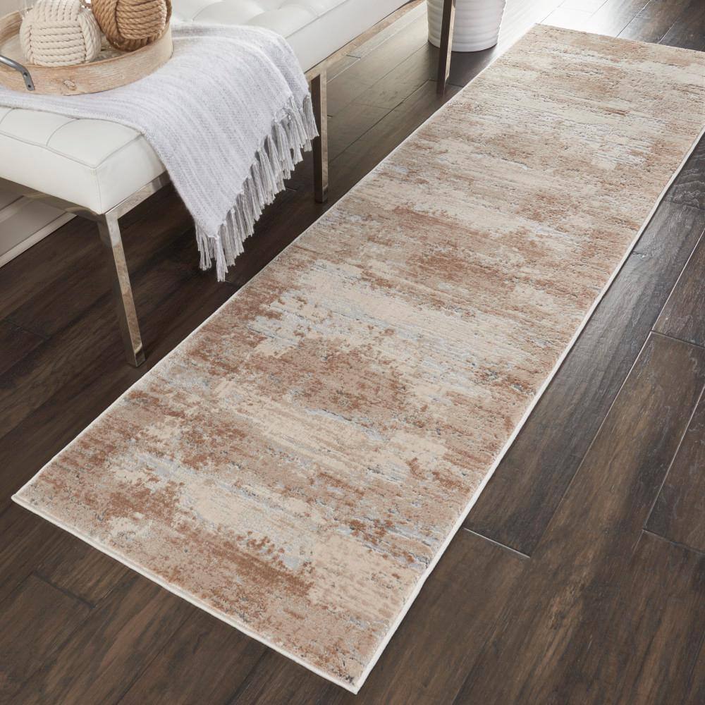 Handmade Ivory Cotton Abstract Runner Rug 26" x 7'