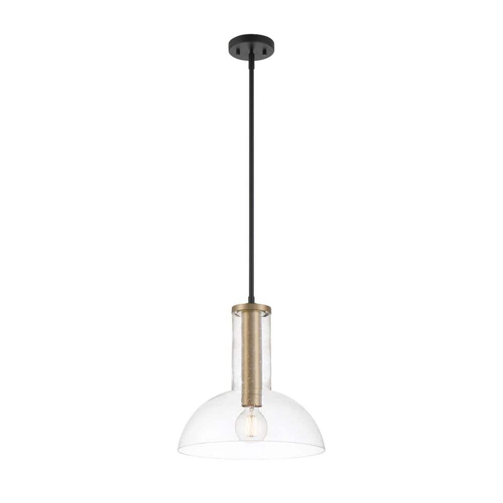 Nova 14-inch Matte Black and Brushed Gold Modern Pendant Light