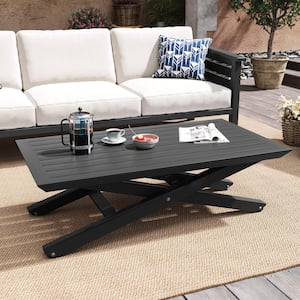 Black Aluminum Pneumatic Adjustable Lift Coffee Table