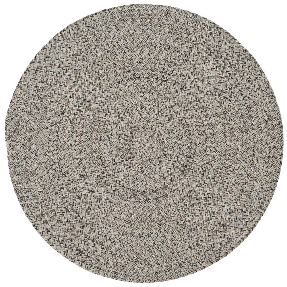 Handwoven Ivory Round Braided Wool-Cotton Rug, 3' Diameter