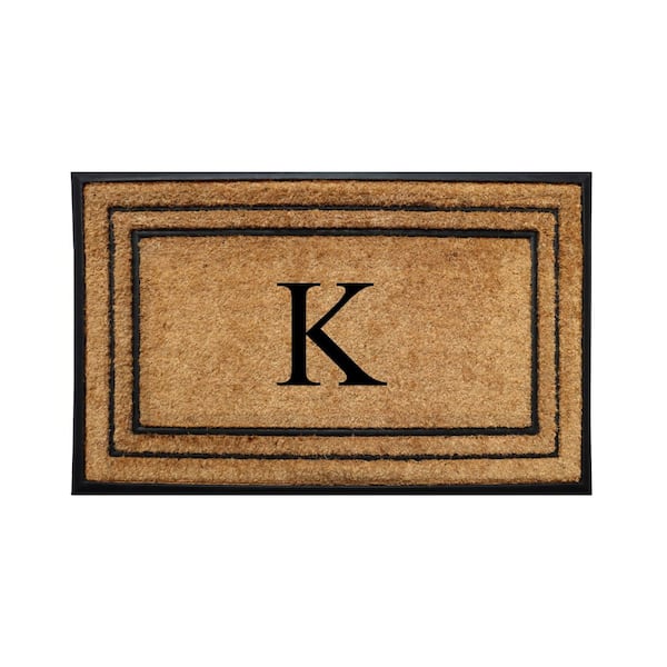 A1HC Natural Coir Rubber Doormat, 25 in x 57 in, Heavy Duty, Dirt Trapping, Thick Non Slip Monogrammed K Doormats