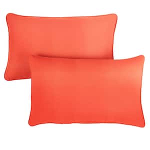 Sunbrella Melon Coral Orange Rectangular Outdoor Corded Lumbar Pillows (2-Pack)