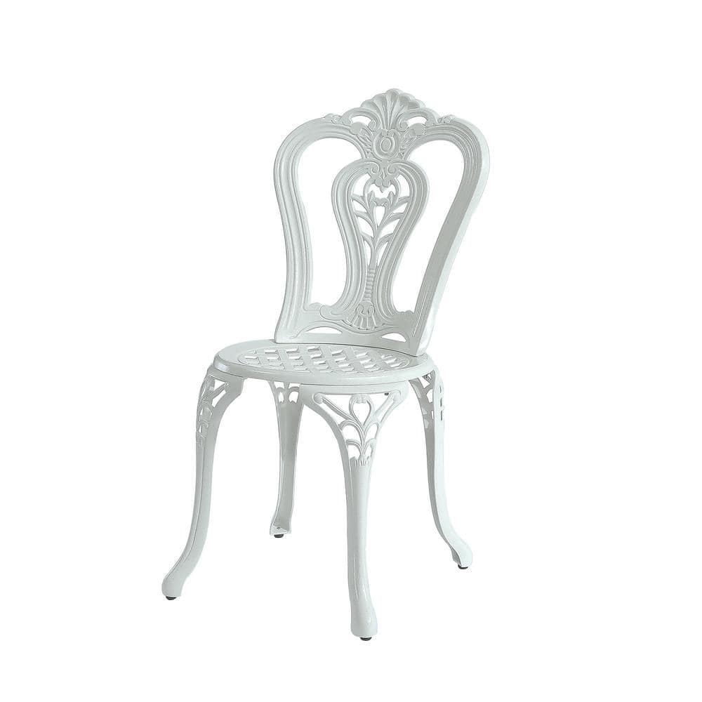 White Cast Aluminum Outdoor Bistro Chair Set