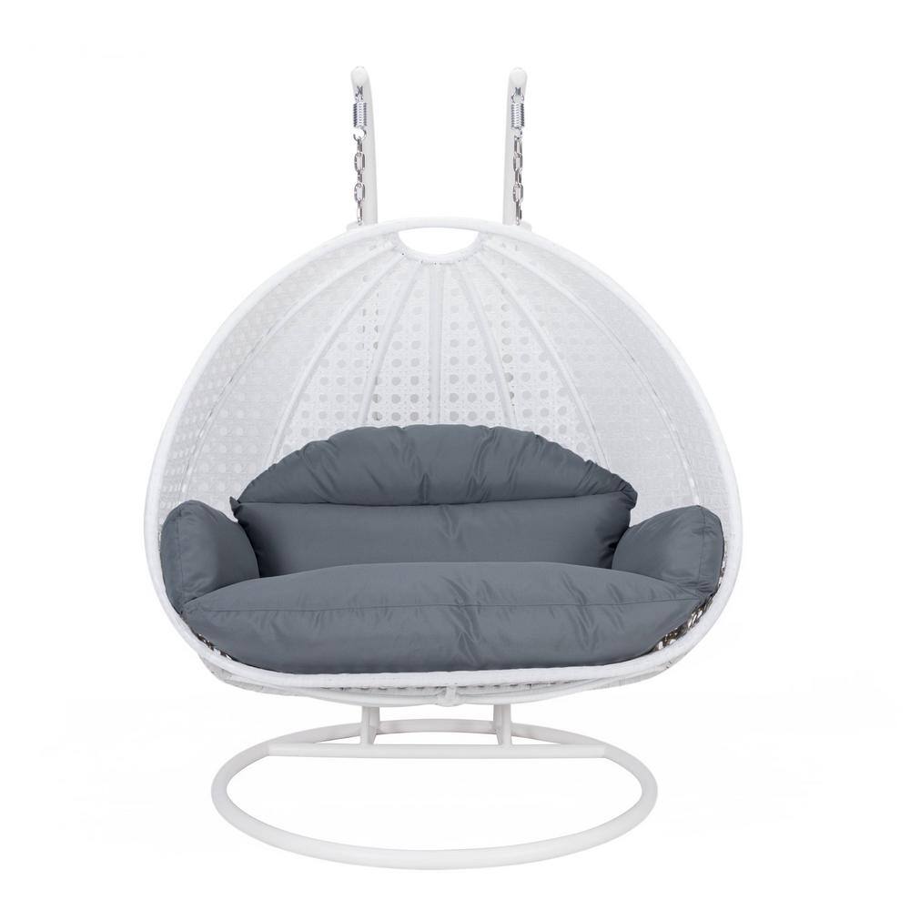 2-Person Egg Swing Chair White Wicker Outdoor Patio Hanging Chair with Dark Grey Cushions price history on PriceWatchPro