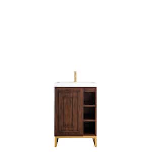 Alicante' 24 in. W x 18.3 in. D x 35.5 in. H Bathroom Vanity in Mid Century Acacia with White Glossy Resin Top