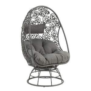 Hiker Gray Removable Cushions Wicker Outdoor Lounge Chair with Charcoal Fabric Cushion