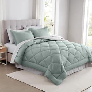 Bed In a Bag 7-Piece Dusty Sage Microfiber Comforter Set, Queen