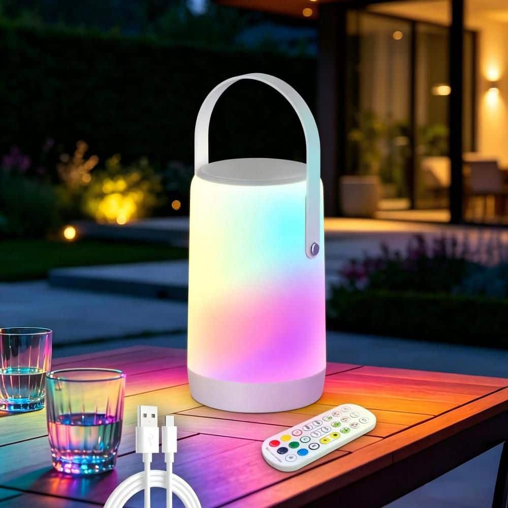 6.97 in. Hanging Cordless Rechargeable Bedside Night Light Dimmable RGB Color Changing Ambient Lamp with Remote Control price history on PriceWatchPro
