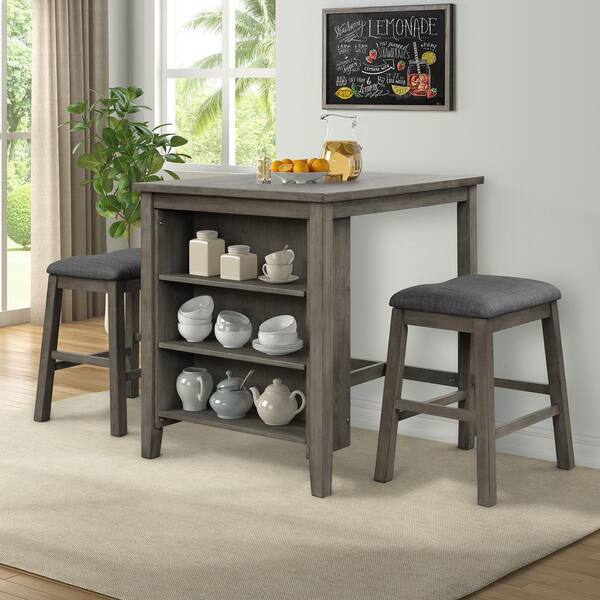 3 piece counter height dining set with storage new arrivals