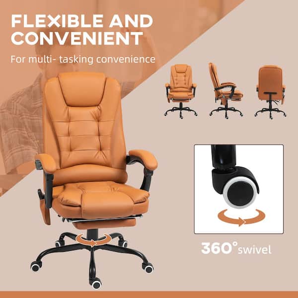 Vinsetto 7-Point Faux Leather Vibrating Massage Office Chair with Lumbar  Support, Footrest, Reclining Back, Light Brown 921-342V81LR - The Home Depot