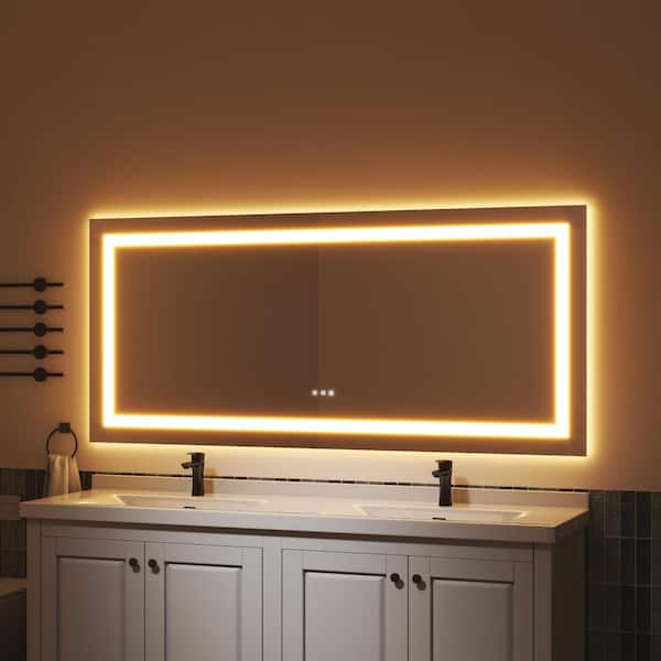 32 in. W x 72 in. H Wall-Mounted Full-Length Mirror LED Light Dresser Mirror Full Body Mirror