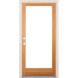 30 in. x 80 in. Right-Hand/Inswing Full Lite Low-E Clear Glass Unfinished Fir Wood Prehung Front Door
