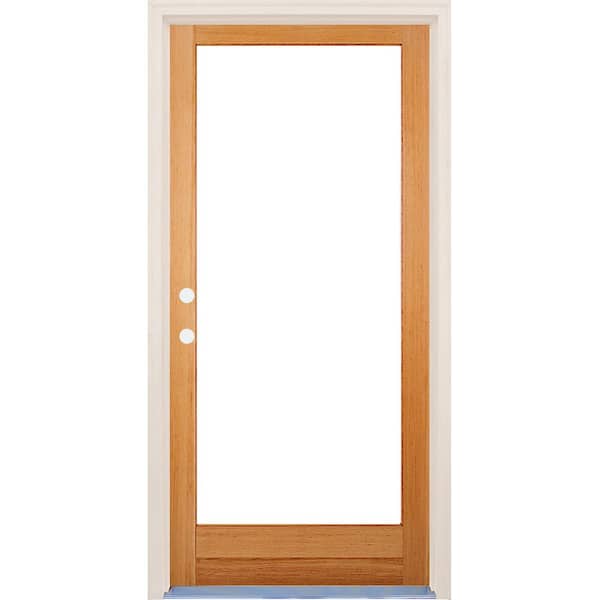 Builders Choice 30 in. x 80 in. Right-Hand/Inswing Full Lite Low-E Clear Glass Unfinished Fir Wood Prehung Front Door