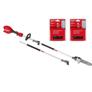 M18 FUEL 18V 10 in. Brushless Cordless Battery Powered Pole Saw with QUIK-LOK Attachment Capability & (2) Extra Chain