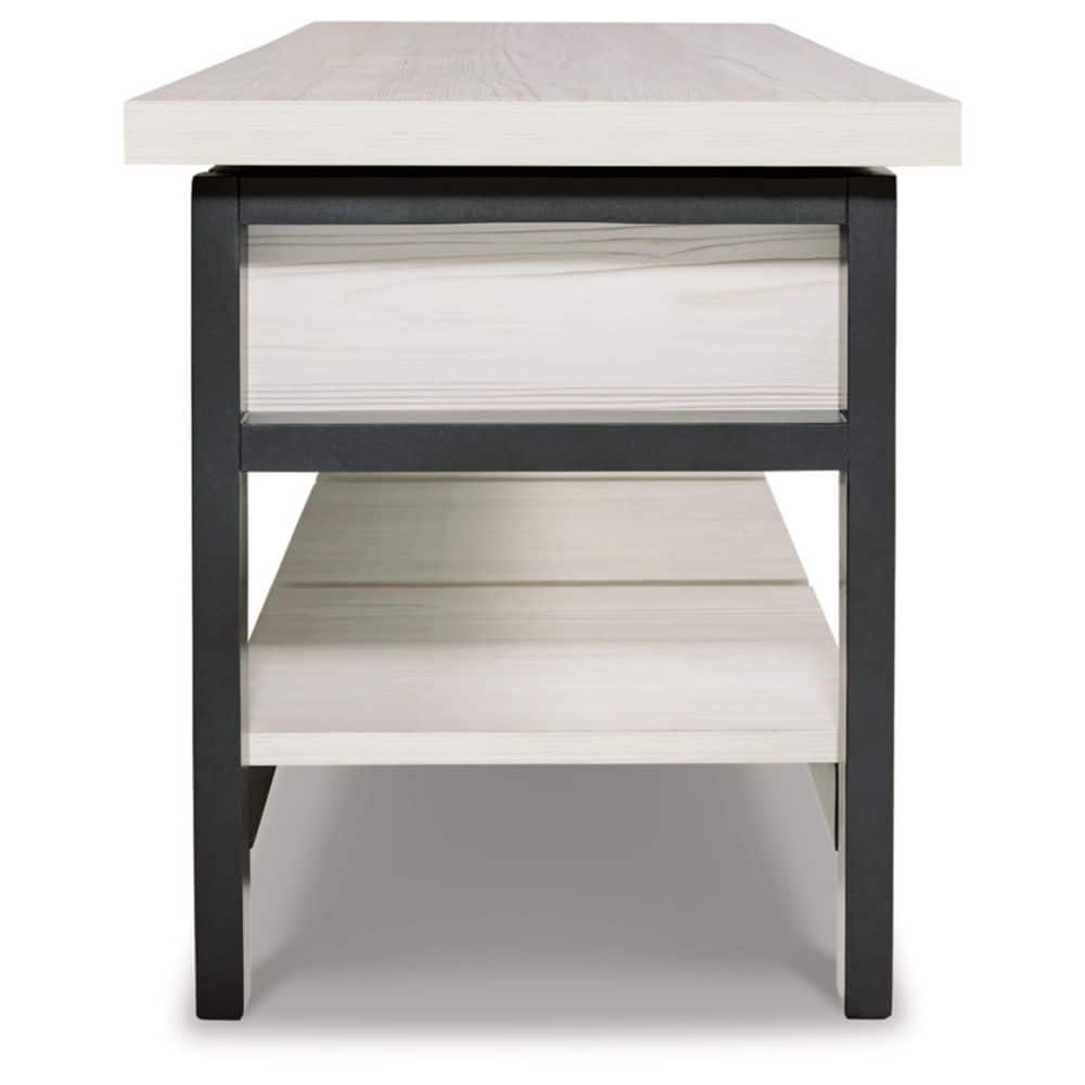 Casual Contrast 48" Black & White Storage Bench with Plank Shelf