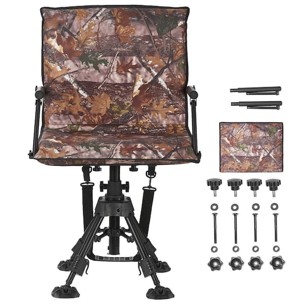 360° Silent Swivel Portable Blind Adjustable Hunting Chair with Heavy-Duty Steel Frame and Armrests, 350 lbs. Capacity