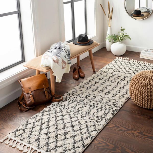 Munich 3 ft. X 7 ft. Charcoal, Peach Area Rug