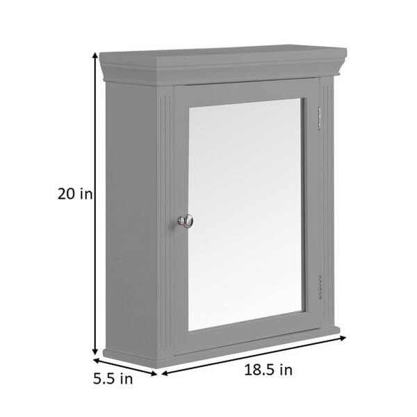 Teamson Home Stratford 18.5-in x 20-in Surface Mount Grey Mirrored Medicine Cabinet