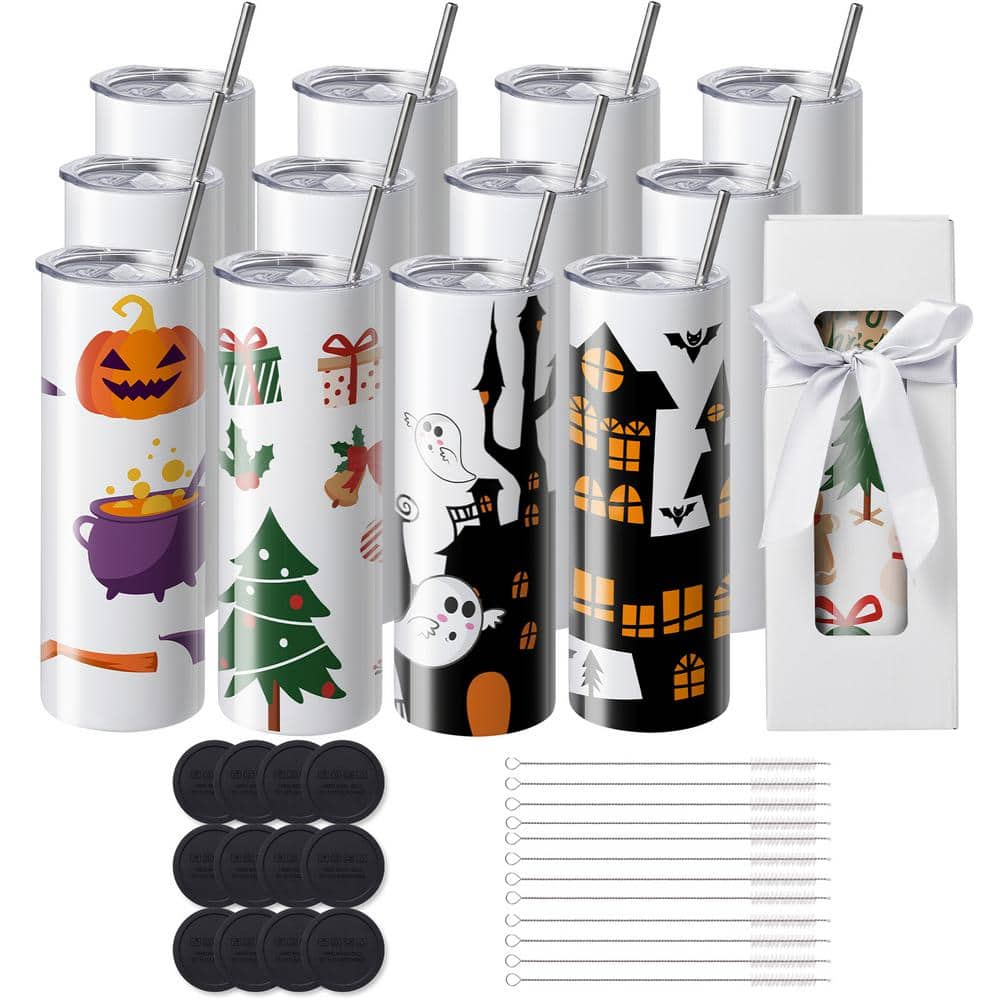 12-Pack 20 oz. Sublimation Tumblers, Skinny Straight Stainless Steel Double Wall Tumblers for Customized Gifts price history on PriceWatchPro