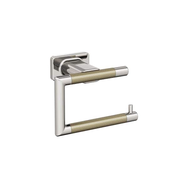 Amerock Esquire 5-7/8 in. (149 mm) L Single Post Toilet Paper Holder in Polished Nickel/Golden Champagne