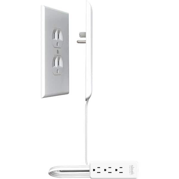 Ahfiwaso 3-Outlet Power Strip Surge Protector, Sleek Socket Original and Patented Ultra-Thin Outlet Concealer 3ft. Extension Cord