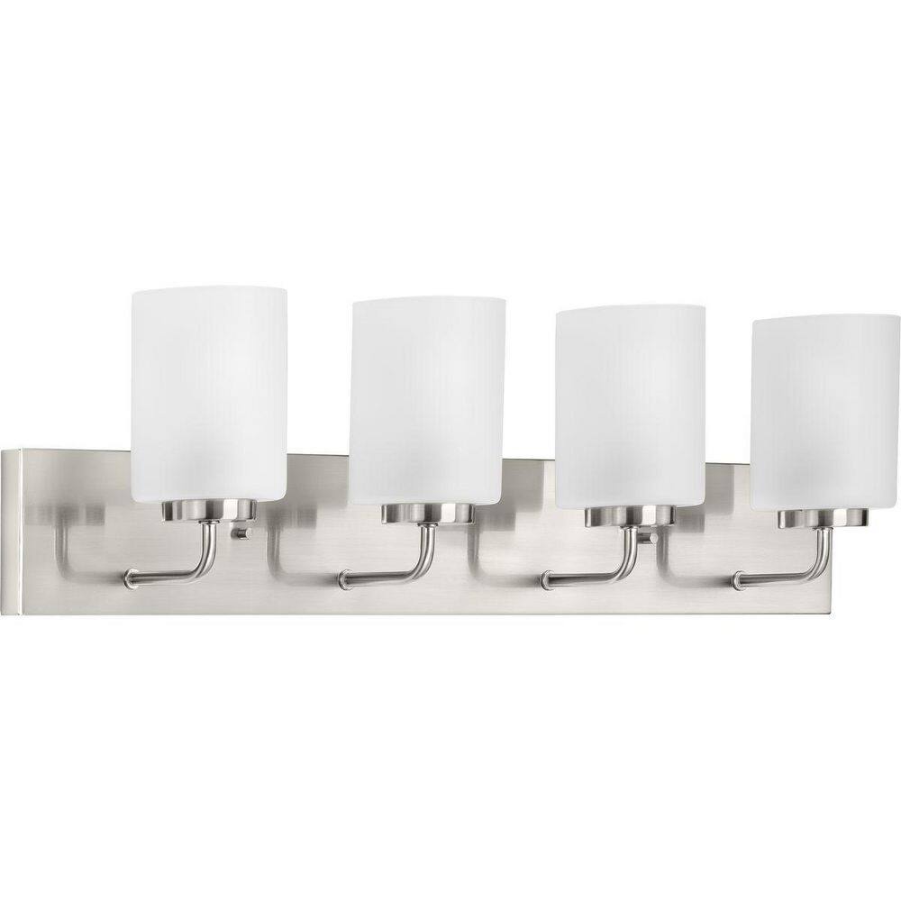 Merry Collection 30 in. 4-Light Brushed Nickel Etched Glass Transitional Bathroom Vanity Light price history on PriceWatchPro