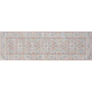 Wilton Collection 2 ft. 3 in. x 7 ft. 3 in. Pink Floral Pattern Persian Vintage Area Rug