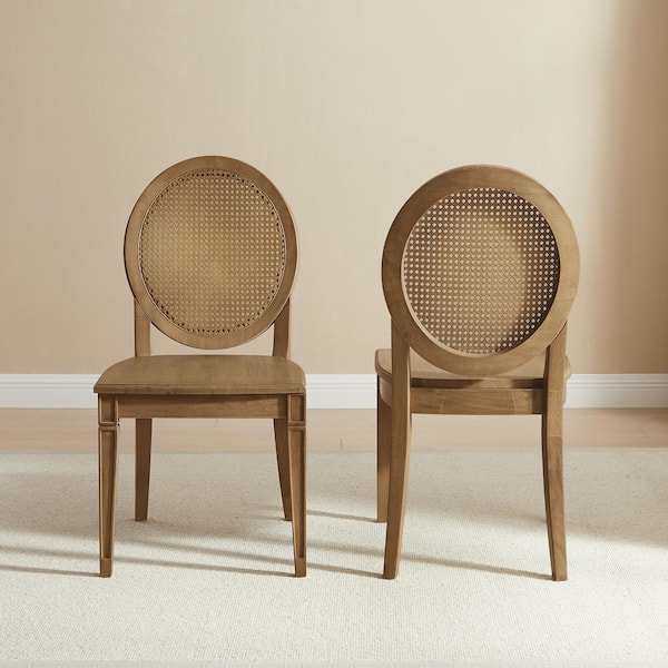 Katia Driftwood Woven Back Dining Chair Set of 2