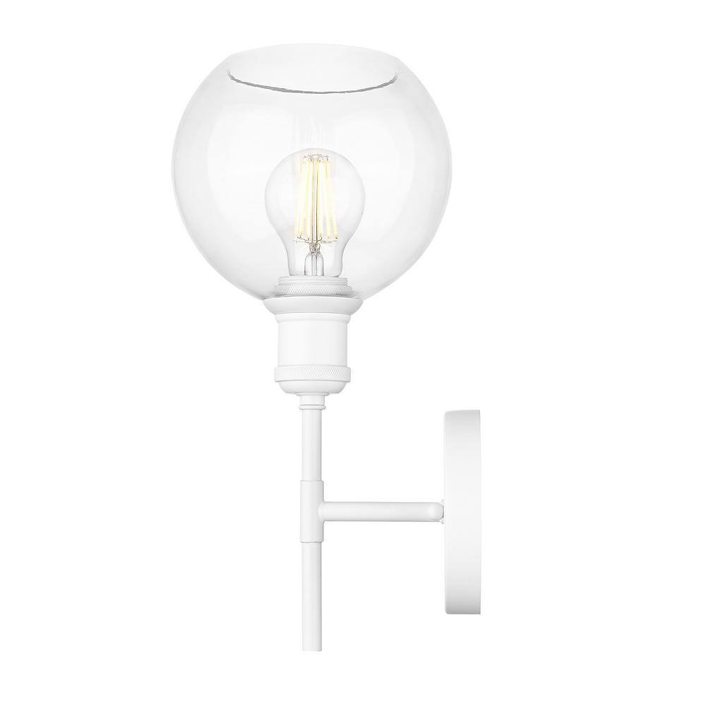 Axel Matte White and Clear Glass Globe Wall Sconce