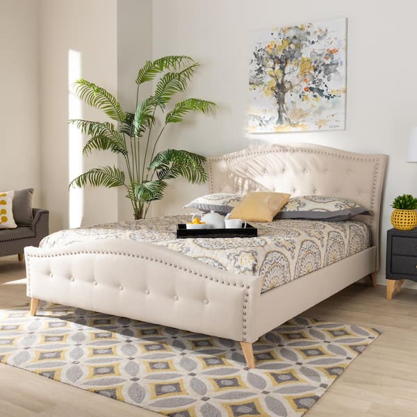 Baxton Studio Felisa Beige King Platform Bed 156 9507 HD The