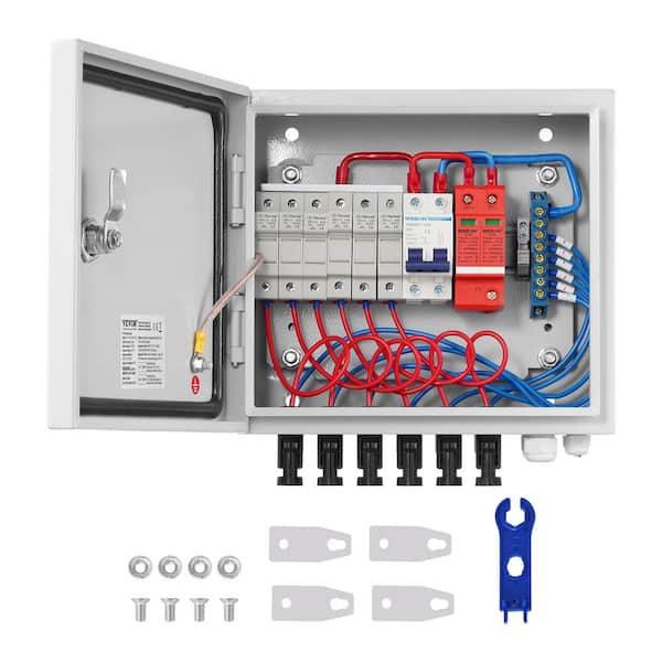 Vevor Pv Combiner Box 6 String Solar Combiner Box With 10 Amp Rated Current Fuse Lightning 5226