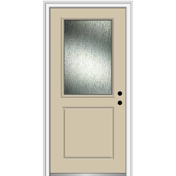 MMI Door 32 in. x 80 in. Left-Hand/Inswing Rain Glass Wicker Fiberglass Prehung Front Door on 4-9/16 in. Frame