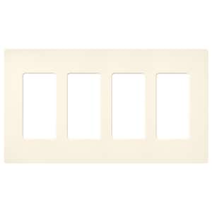 Claro 4 Gang Wall Plate for Decorator/Rocker Switches, Satin, Biscuit (SC-4-BI) (1-Pack)