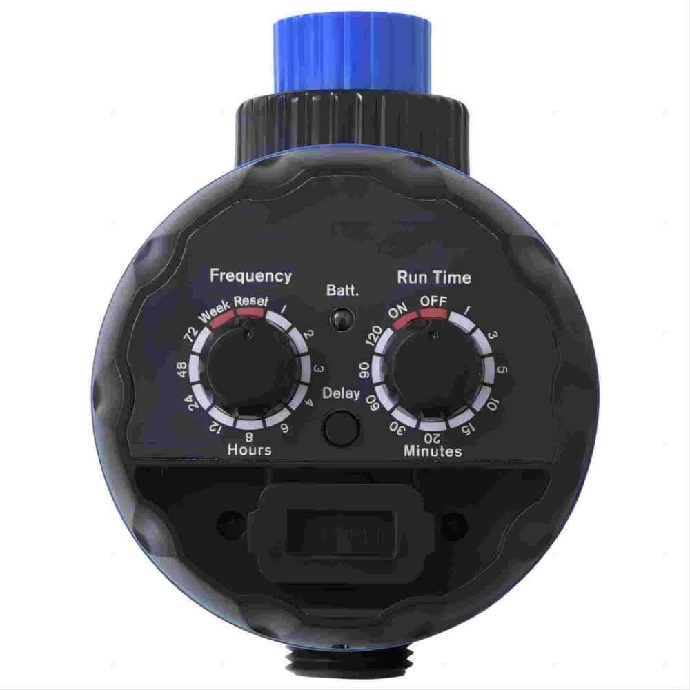 1-Zone Outdoor Single Outlet Water Timer Irrigation Controller with Ball Valves in Black and Blue -  Lukvuzo, HSSA05FS412