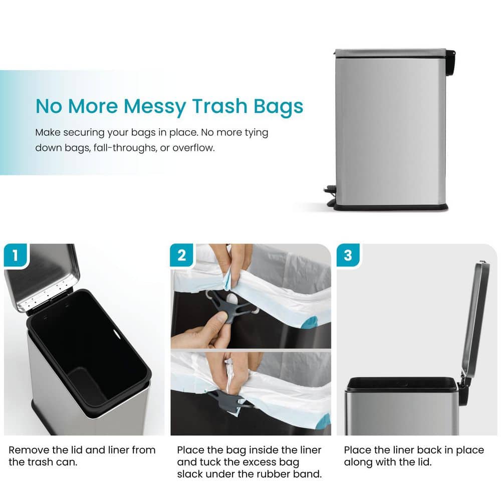 Slim Stainless Steel 8-Gallon Step Pedal Trash Can